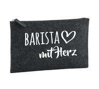 Huuraa Borsa da Toilette Barista mit Herz Borsa Regalo per cosmetici in feltro Color Carbone da 1 litro Barista mit Herz Presente