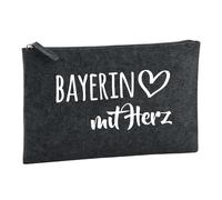 Huuraa Borsa da Toilette Bayerin mit Herz Borsa Regalo per cosmetici in feltro Color Carbone da 1 litro Bayerin mit Herz Presente