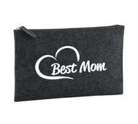 Huuraa Borsa da Toilette Best Mom Borsa Regalo per cosmetici in feltro Color Carbone da 1 litro Best Mom Presente
