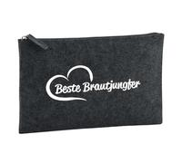 Huuraa Borsa da Toilette Beste Brautjungfer Herz Borsa Regalo per cosmetici in feltro Color Carbone da 1 litro Beste Brautjungfer Herz Presente