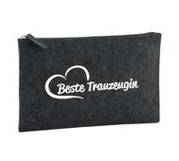 Huuraa Borsa da Toilette Beste Trauzeugin Herz Borsa Regalo per cosmetici in feltro Color Carbone da 1 litro Beste Trauzeugin Herz Presente
