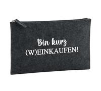 Huuraa Borsa da Toilette Bin Kurz (W) Einkaufen Schriftzug Borsa Regalo per cosmetici in feltro Color Carbone da 1 litro Bin Kurz (W) Einkaufen Schriftzug Presente