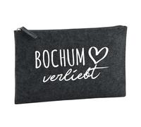 Huuraa Borsa da Toilette Bochum verliebt Borsa Regalo per cosmetici in feltro Color Carbone da 1 litro Bochum verliebt Presente