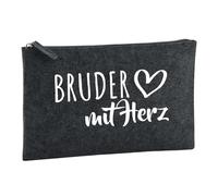 Huuraa Borsa da Toilette Bruder mit Herz Borsa Regalo per cosmetici in feltro Color Carbone da 1 litro Bruder mit Herz Presente