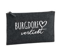 Huuraa Borsa da Toilette Burgdorf verliebt Borsa Regalo per cosmetici in feltro Color Carbone da 1 litro Burgdorf verliebt Presente
