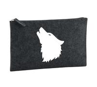 Huuraa Borsa da Toilette Cabeza de Lobo Borsa Regalo per cosmetici in feltro Color Carbone da 1 litro Cabeza de Lobo Presente