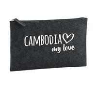 Huuraa Borsa da Toilette Cambodia my Love Borsa Regalo per cosmetici in feltro Color Carbone da 1 litro Cambodia my Love Presente