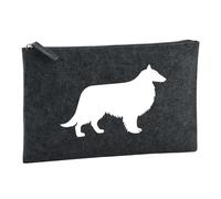 Huuraa Borsa da Toilette Collie Sheltie Borsa Regalo per cosmetici in feltro Color Carbone da 1 litro Collie Sheltie Presente