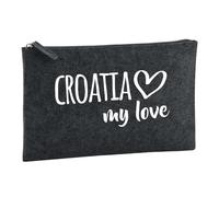 Huuraa Borsa da Toilette Croatia my Love Borsa Regalo per cosmetici in feltro Color Carbone da 1 litro Croatia my Love Presente