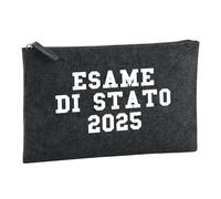 Huuraa Borsa da Toilette Esame di Stato 2025 Borsa Regalo per cosmetici in feltro Color Carbone da 1 litro Esame di Stato 2025 Presente