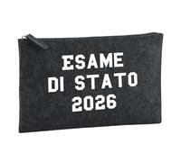 Huuraa Borsa da Toilette Esame di Stato 2026 Borsa Regalo per cosmetici in feltro Color Carbone da 1 litro Esame di Stato 2026 Presente