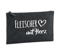 Huuraa Borsa da Toilette Fleischer mit Herz Borsa Regalo per cosmetici in feltro Color Carbone da 1 litro Fleischer mit Herz Presente