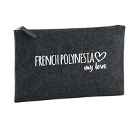 Huuraa Borsa da Toilette French Polynesia my Love Borsa Regalo per cosmetici in feltro Color Carbone da 1 litro French Polynesia my Love Presente