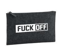 Huuraa Borsa da Toilette Fuck Off Schriftzug Borsa Regalo per cosmetici in feltro Color Carbone da 1 litro Fuck Off Schriftzug Presente