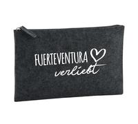 Huuraa Borsa da Toilette Fuerteventura verliebt Borsa Regalo per cosmetici in feltro Color Carbone da 1 litro Fuerteventura verliebt Presente