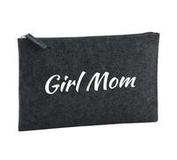 Huuraa Borsa da Toilette Girl Mom Schriftzug Borsa Regalo per cosmetici in feltro Color Carbone da 1 litro Girl Mom Schriftzug Presente