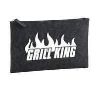 Huuraa Borsa da Toilette Grill King Flammen Borsa Regalo per cosmetici in feltro Color Carbone da 1 litro Grill King Flammen Presente