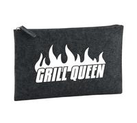 Huuraa Borsa da Toilette Grill Queen Flammen Borsa Regalo per cosmetici in feltro Color Carbone da 1 litro Grill Queen Flammen Presente