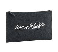 Huuraa Borsa da Toilette Her King Krone Borsa Regalo per cosmetici in feltro Color Carbone da 1 litro Her King Krone Presente