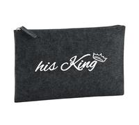 Huuraa Borsa da Toilette His King Krone Borsa Regalo per cosmetici in feltro Color Carbone da 1 litro His King Krone Presente