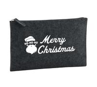 Huuraa Borsa da Toilette Ho Ho Ho Santa Merry Christmas Borsa Regalo per cosmetici in feltro Color Carbone da 1 litro Ho Ho Ho Santa Merry