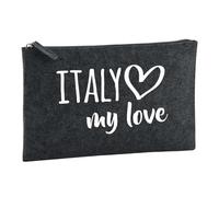 Huuraa Borsa da Toilette Italy my Love Borsa Regalo per cosmetici in feltro Color Carbone da 1 litro Italy my Love Presente