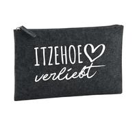 Huuraa Borsa da Toilette Itzehoe verliebt Borsa Regalo per cosmetici in feltro Color Carbone da 1 litro Itzehoe verliebt Presente