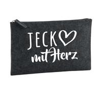 Huuraa Borsa da Toilette Jeck mit Herz Borsa Regalo per cosmetici in feltro Color Carbone da 1 litro Jeck mit Herz Presente