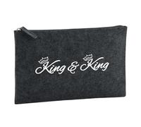 Huuraa Borsa da Toilette King Paar Krone Borsa Regalo per cosmetici in feltro Color Carbone da 1 litro King Paar Krone Presente