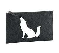 Huuraa Borsa da Toilette Lobo Aullando Borsa Regalo per cosmetici in feltro Color Carbone da 1 litro Lobo Aullando Presente