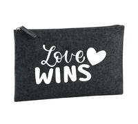 Huuraa Borsa da Toilette Love Wins Herz Borsa Regalo per cosmetici in feltro Color Carbone da 1 litro Love Wins Herz Presente