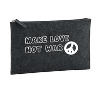Huuraa Borsa da Toilette Make Love Not War Borsa Regalo per cosmetici in feltro Color Carbone da 1 litro Make Love Not War Presente