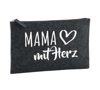 Huuraa Borsa da Toilette Mama mit Herz Borsa Regalo per cosmetici in feltro Color Carbone da 1 litro Mama mit Herz Presente