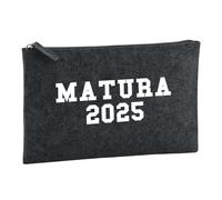 Huuraa Borsa da Toilette Matura 2025 Borsa Regalo per cosmetici in feltro Color Carbone da 1 litro Matura 2025 Presente