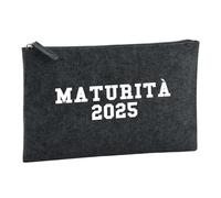 Huuraa Borsa da Toilette Maturità 2025 Borsa Regalo per cosmetici in feltro Color Carbone da 1 litro Maturità 2025 Presente