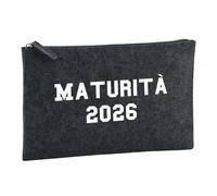 Huuraa Borsa da Toilette Maturità 2026 Borsa Regalo per cosmetici in feltro Color Carbone da 1 litro Maturità 2026 Presente