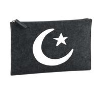 Huuraa Borsa da Toilette Media Luna y Estrella Borsa Regalo per cosmetici in feltro Color Carbone da 1 litro Media Luna y Estrella Presente