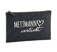 Huuraa Borsa da Toilette Mettmann verliebt Borsa Regalo per cosmetici in feltro Color Carbone da 1 litro Mettmann verliebt Presente
