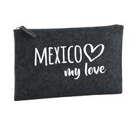 Huuraa Borsa da Toilette Mexico my Love Borsa Regalo per cosmetici in feltro Color Carbone da 1 litro Mexico my Love Presente