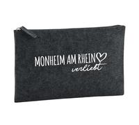 Huuraa Borsa da Toilette Monheim Am Rhein verliebt Borsa Regalo per cosmetici in feltro Color Carbone da 1 litro Monheim Am Rhein verliebt Presente