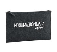 Huuraa Borsa da Toilette North Macedonia my Love Borsa Regalo per cosmetici in feltro Color Carbone da 1 litro North Macedonia my Love Presente