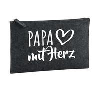Huuraa Borsa da Toilette Papa mit Herz Borsa Regalo per cosmetici in feltro Color Carbone da 1 litro Papa mit Herz Presente