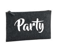 Huuraa Borsa da Toilette Party Schriftzug Borsa Regalo per cosmetici in feltro Color Carbone da 1 litro Party Schriftzug Presente