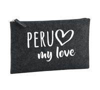 Huuraa Borsa da Toilette Peru my Love Borsa Regalo per cosmetici in feltro Color Carbone da 1 litro Peru my Love Presente
