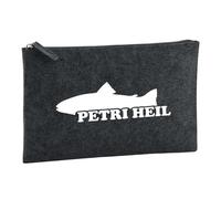 Huuraa Borsa da Toilette Petri Heil Fischergruß Borsa Regalo per cosmetici in feltro Color Carbone da 1 litro Petri Heil Fischergruß Presente