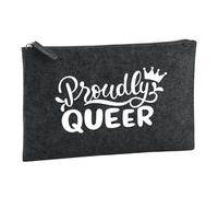 Huuraa Borsa da Toilette Proudly Queer Krone Borsa Regalo per cosmetici in feltro Color Carbone da 1 litro Proudly Queer Krone Presente