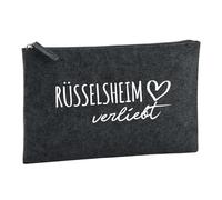 Huuraa Borsa da Toilette Rüsselsheim Am Main verliebt Borsa Regalo per cosmetici in feltro Color Carbone da 1 litro Rüsselsheim Am Main verliebt Presente