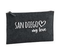 Huuraa Borsa da Toilette San Diego my Love Borsa Regalo per cosmetici in feltro Color Carbone da 1 litro San Diego my Love Presente