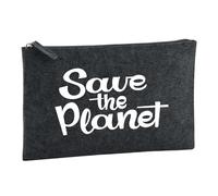 Huuraa Borsa da Toilette Save The Planet Schriftzug Borsa Regalo per cosmetici in feltro Color Carbone da 1 litro Save The Planet Schriftzug Presente