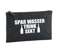 Huuraa Borsa da Toilette Spar Wasser Trink Sekt Sektflasche Borsa Regalo per cosmetici in feltro Color Carbone da 1 litro Spar Wasser Trink Sekt Sektflasche Presente